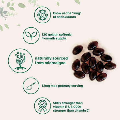 Nature's Most Powerful Skin Protector - 12mg Astaxanthin